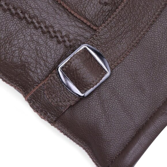 Harssidanzar Men's Winter Leather Gloves Sheepskin Warm Shearling Lined SM04 - Picture 4 of 8